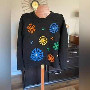 Vintage Wool Floral Sweater - M